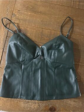 Bar III Leather Dark Green Cami Top - Women